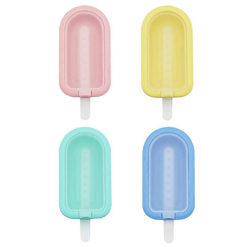 4 ice cream stick molds, mini silicone ice cream machine, reusable children's chocolate popular mold, with anti overflow cover