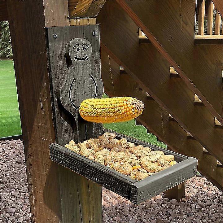 Funny Squirrel Feeder, Wood Squirrel Feeder Drilled To Tree, Gift For Squirrel And Chipmunk Lovers, Garden Ornaments