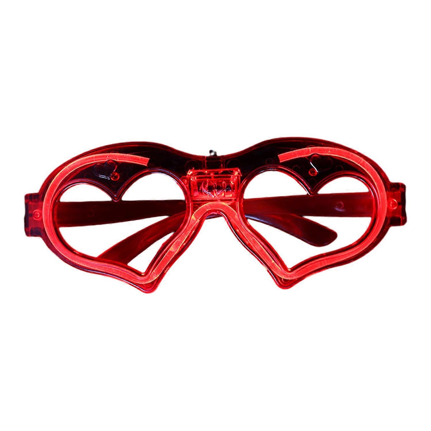 Luminous Glasses Eye-catching Heart-Shaped LED Glasses 3 Modes Glowing Eyewear for Festive Parties