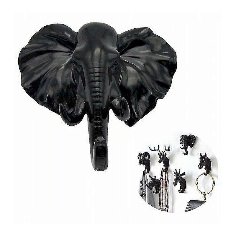 Coat Rack Key Animal Elephant Black