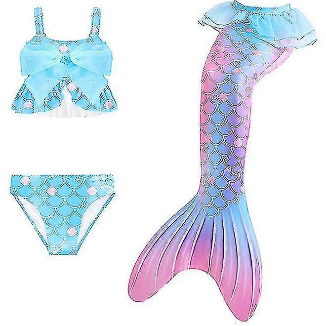 Maillot De Bain 3 Pièces Filles - Ensemble Haut, Bas Et Jupe à Rabat