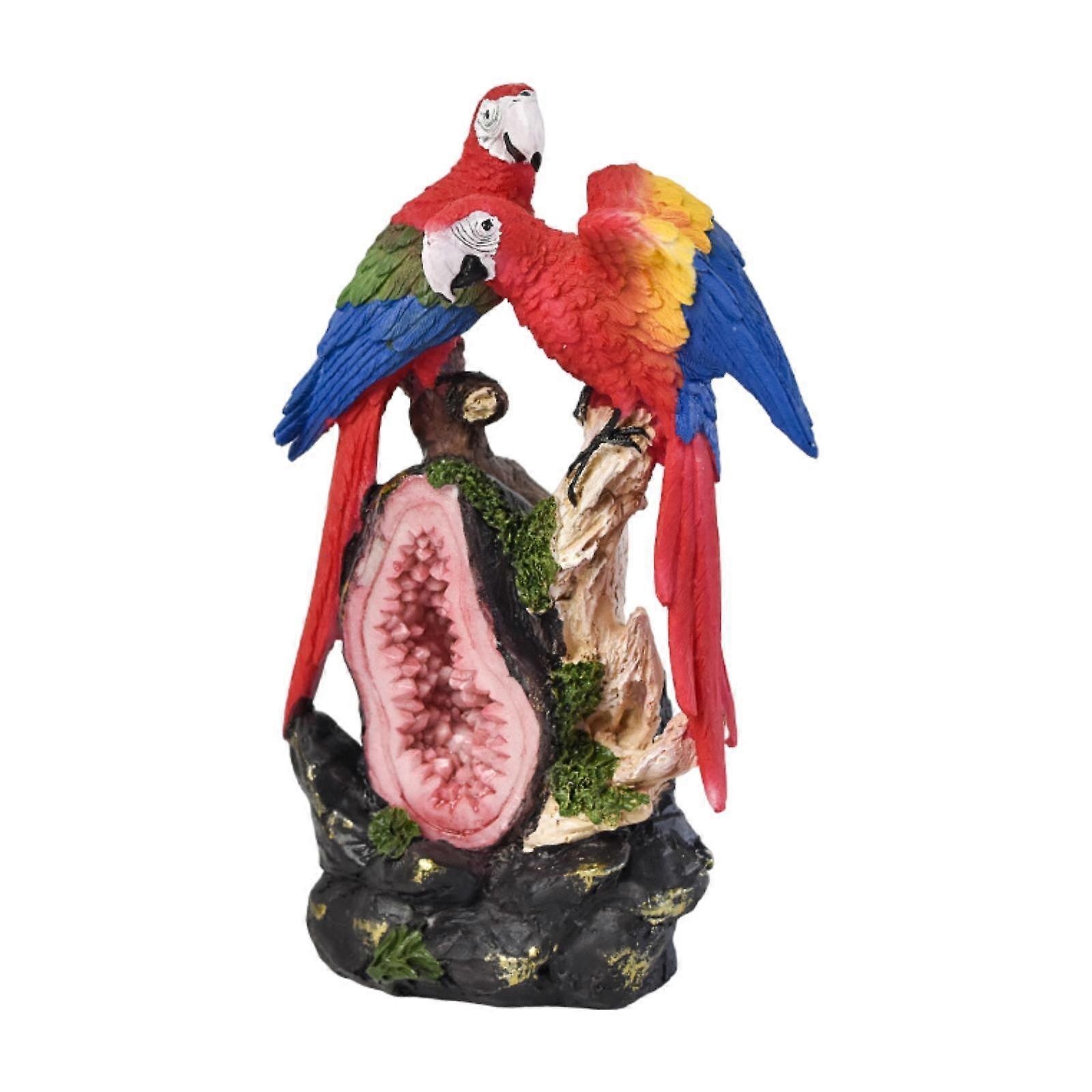 Parrot Statue Sculpture Desktop Ornament for Shelf Bedroom Table Centerpiece 11.5cmx7cmx18.5cm 2 Parrots