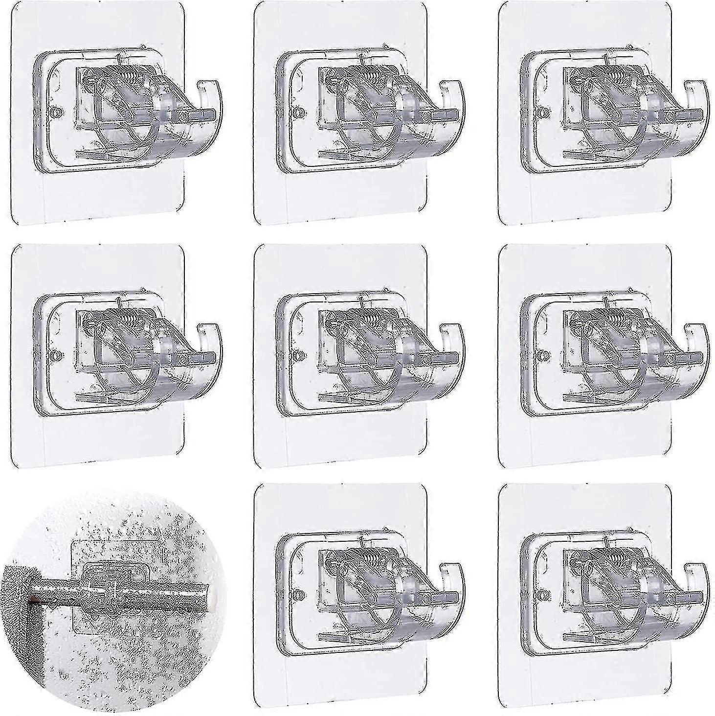 Υψηλής ποιότητας αυτοκόλλητα άγκιστρα συγκράτησης ράβδων κουρτινών - 8 τεμ, χωρίς διάτρηση