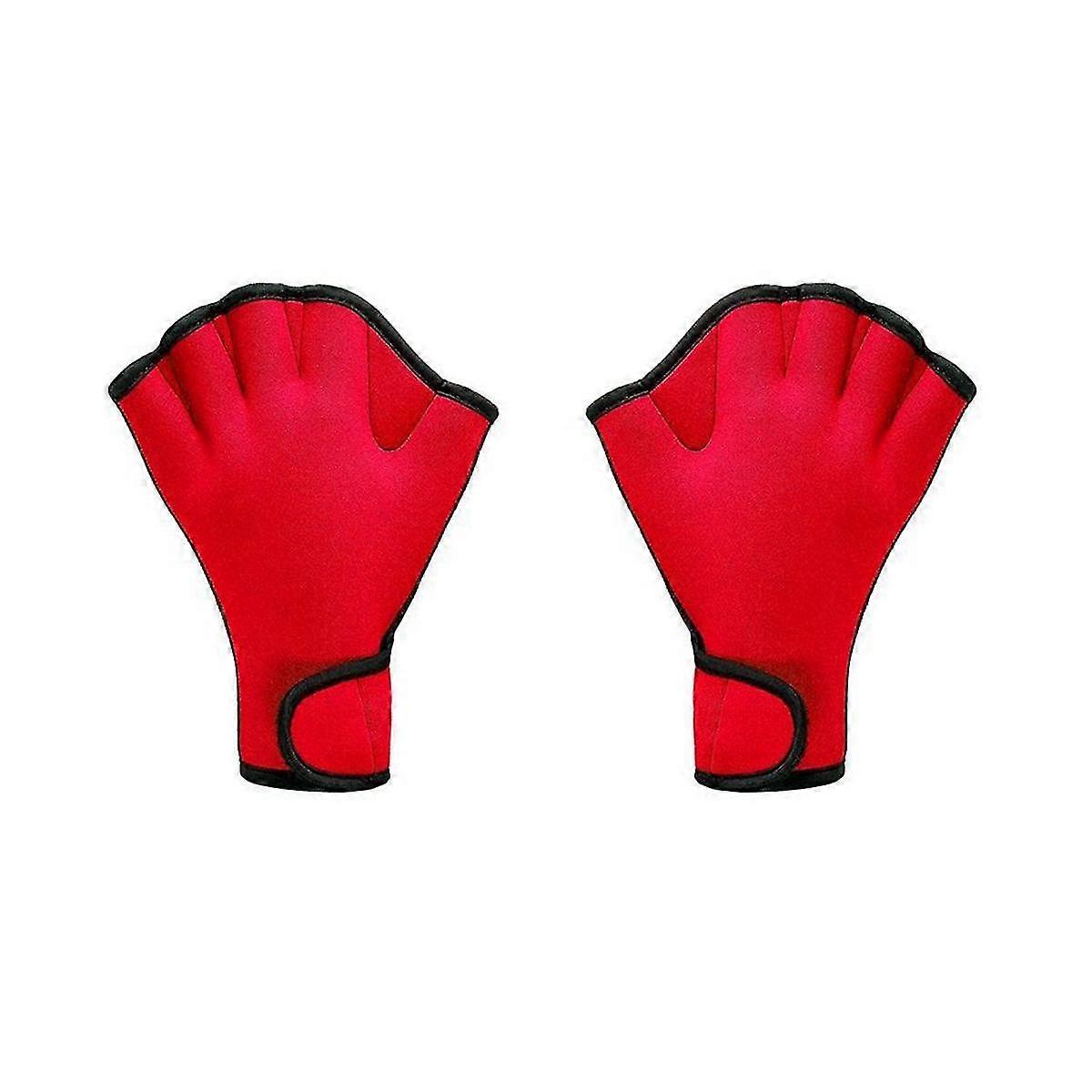 Swimming Training, Diving Equipment, Anti- Semi-fingered Gloves For Adults And Children Swimming Training,red+s