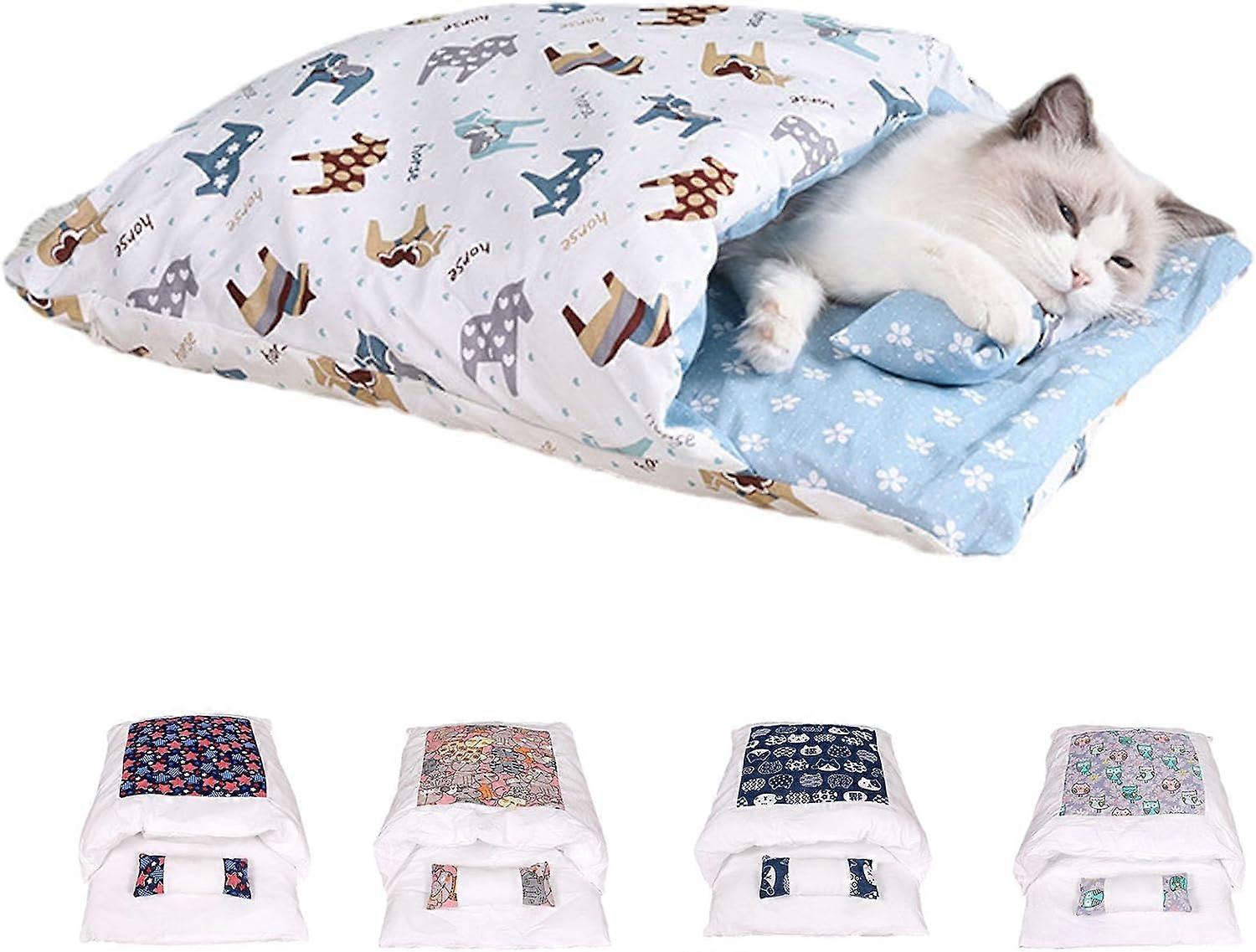 Comparer les prix de Unbrand Sac de couchage pour chat, sac de couchage doux et chaud pour chat, coussin pour chat amovible et lavable, lit pour chat, chien Bleu clair S