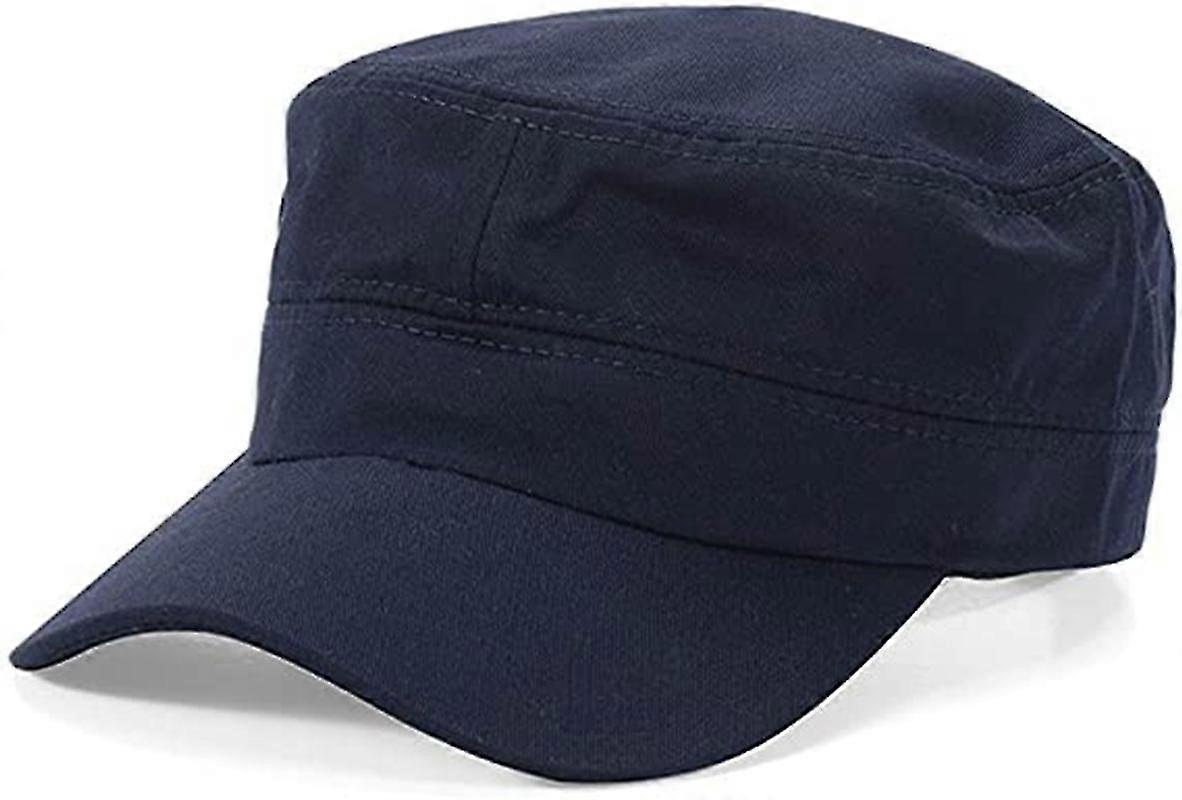 Adjustable Stylish Flat Top Twill Baseball Cap Head Circumference 22-23.6" (Navy) - ya01