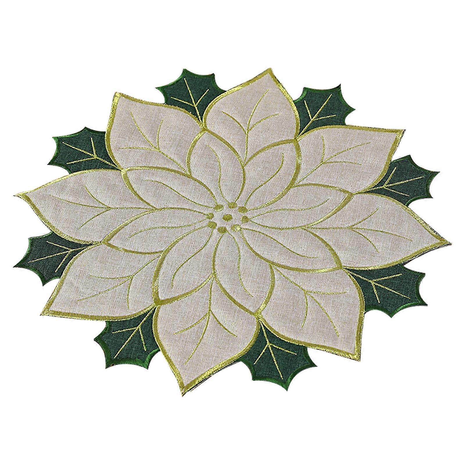 Red Table Runner, Embrodered Velvet Fabric Poinsettia Table Runner For Holiday Table Decor,100% New