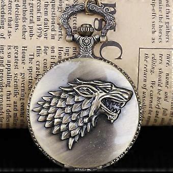 Retro Unique Logo Quartz Pocket Watch Roman Numerals Unisex Pendant Necklace