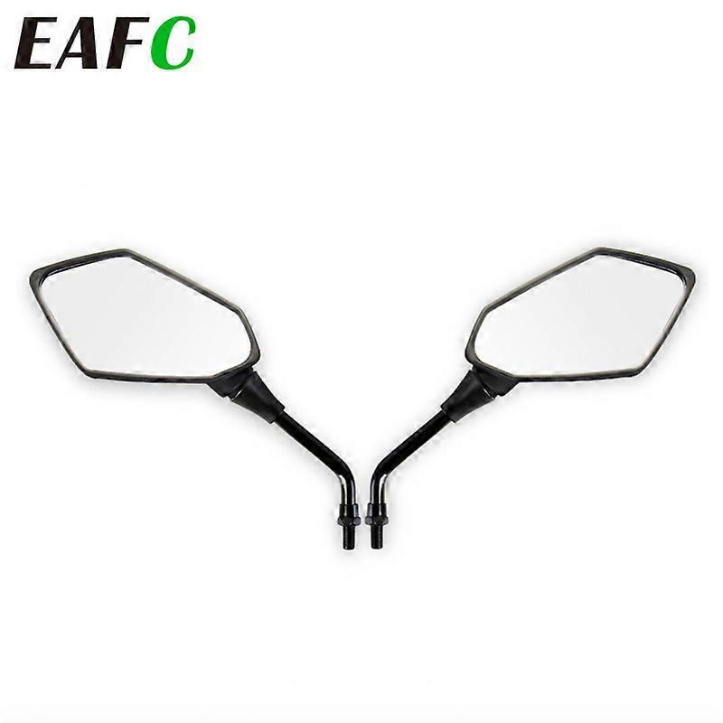 QX Fashion Classic Oval Custom Classic Side Motorcycle Mirror Screw Glass Rear View Moto Handlebar Mirrors Black 1 pair 10mm 8mm