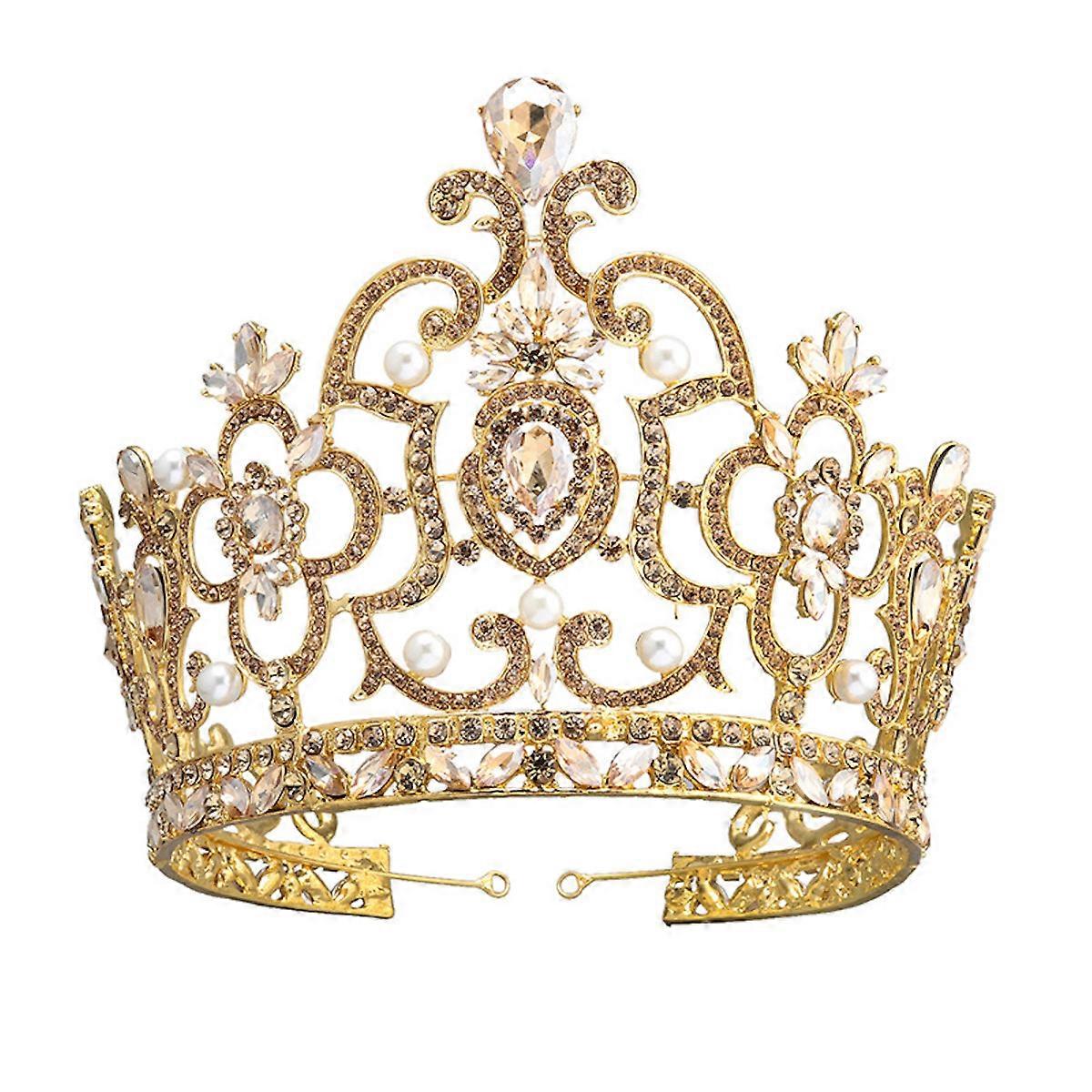 Golden King Crown Rhinestone Tiara Boy Men Headpiece