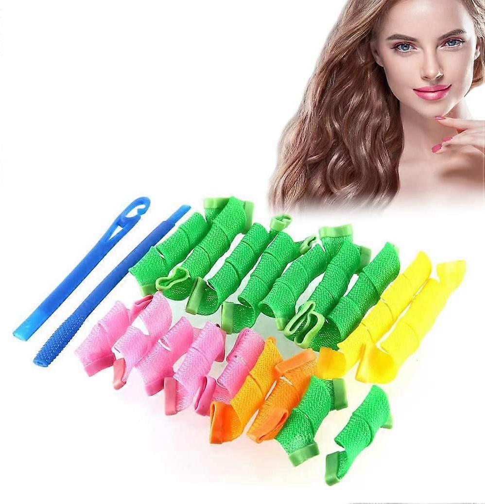 18 Piece Manual Curler Set with Styling Hooks Heatless Curler