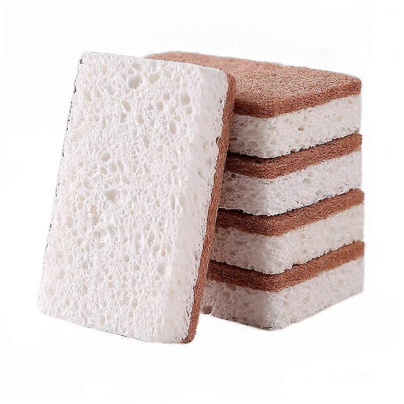 10 Pack Biodegradable Natural Kitchen Sponge - Compostable Cellulose & Coconut Walnut Scrub Sponge - Eco Dish Sponge