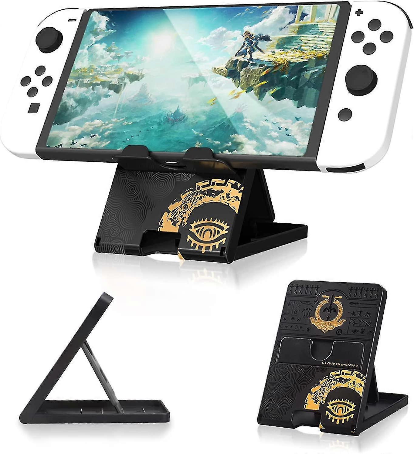 For Tears Of The Kingdom Switch Stand, Adjustable Playstand For Ns Switch/switch Oled Console, Portable Compact Play Stand Mount Black