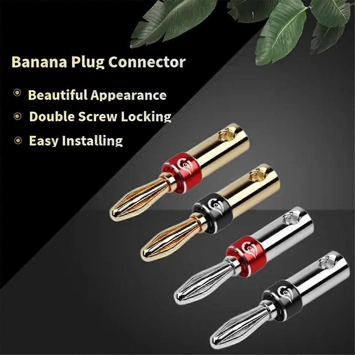 4PCS Audio Banana Plug Connector Audio Jack Speaker Terminal for 4mm Binding Post Double Screw Lock