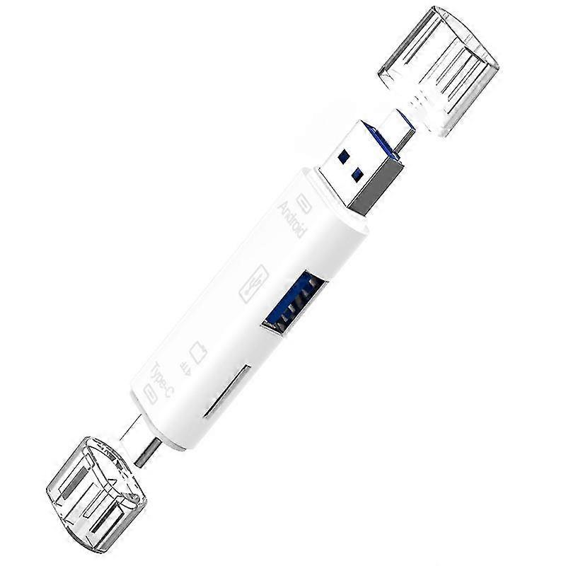 Mobile phone multi-function card reader 3.1 converter type-c five-in-one tf card U disk, white