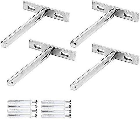 4 pièces Supports d’étagère flottante invisible Fixture cachée T Shape Support d’étagère murale pour la fixation de supports d’étagère en bois Étagères de bricolage invisibles