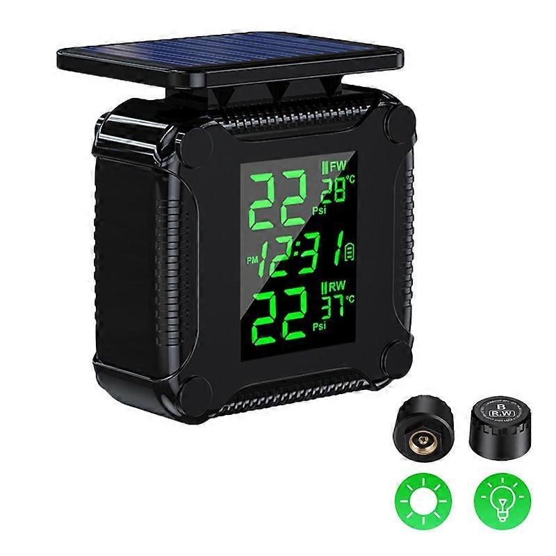 Powstation Motorcycle Tire Pressure Monitoring System Motor Tyre Sensor Temperature Alarm System Colorful Display Wireless