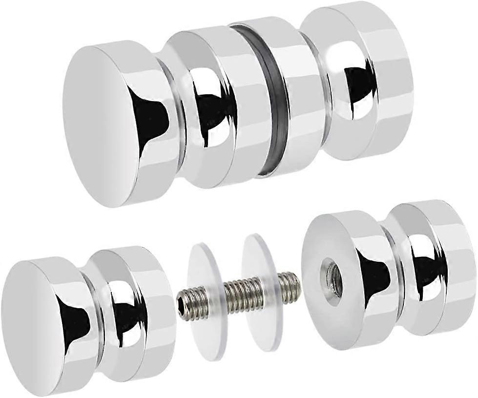 2pcs Stainless Steel Shower Door Handles, Round Knobs for Bathroom, Home, Office