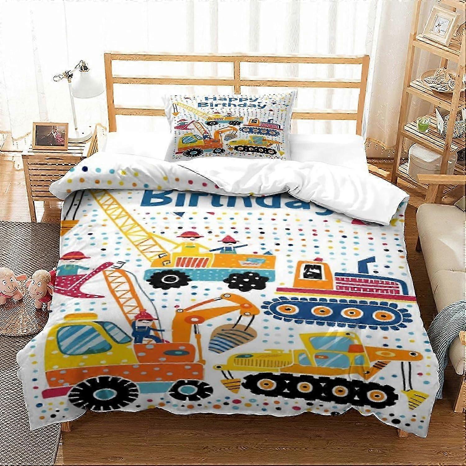 J1909 Lakens Graafmachine Dekbedovertrek Beddengoed Set Auto Dekbed Cover Microvezel 3D Print 2 Stuks Set Quilt Cover met Ritssluiting Zacht met Pil