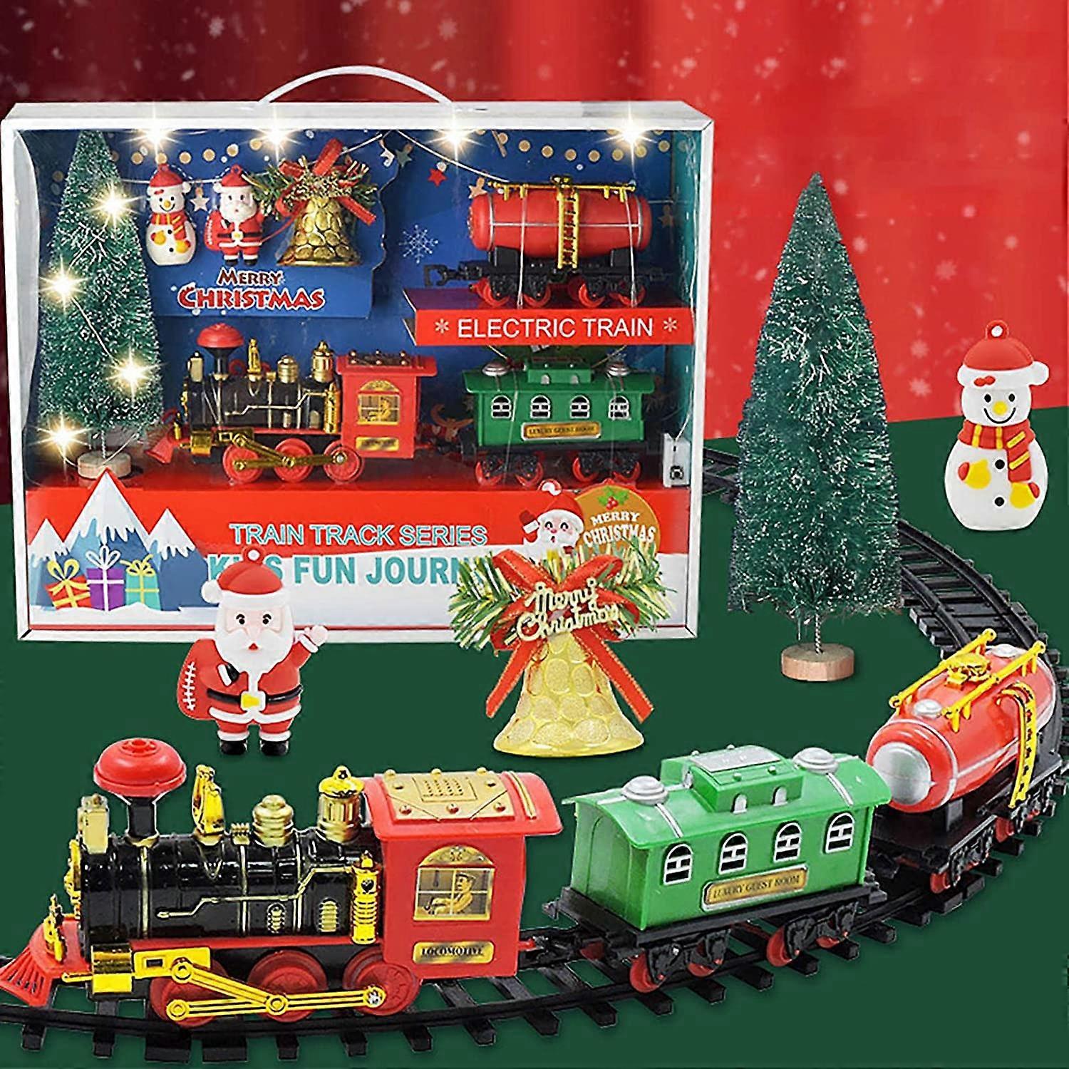 Christmas Train Set for Under The Tree with Light&Sound Effect Holiday Track Railway Toys