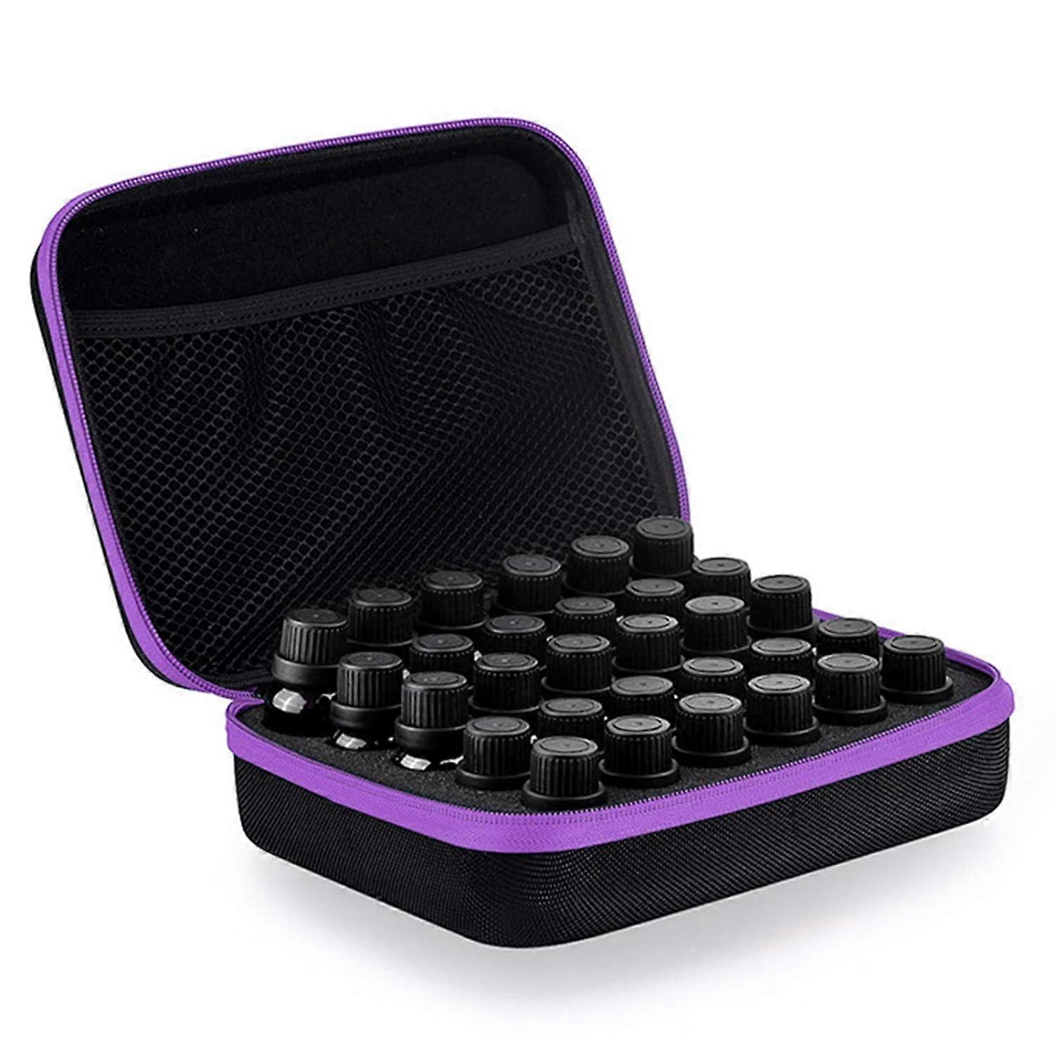 Essential Oils Carrying Case Holds, 30 Bottles 5ml, 10ml, 15ml Bottles Storage Organizer Bag Hard Shell EVA (Purple)