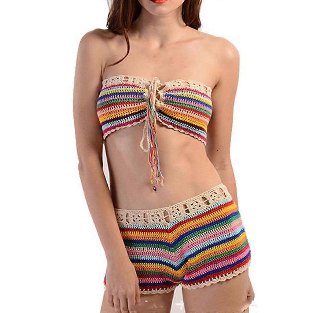 Women's 2Pcs Bikini Set Push Up Halter Swimsuit Hand Hook Bathing Suits