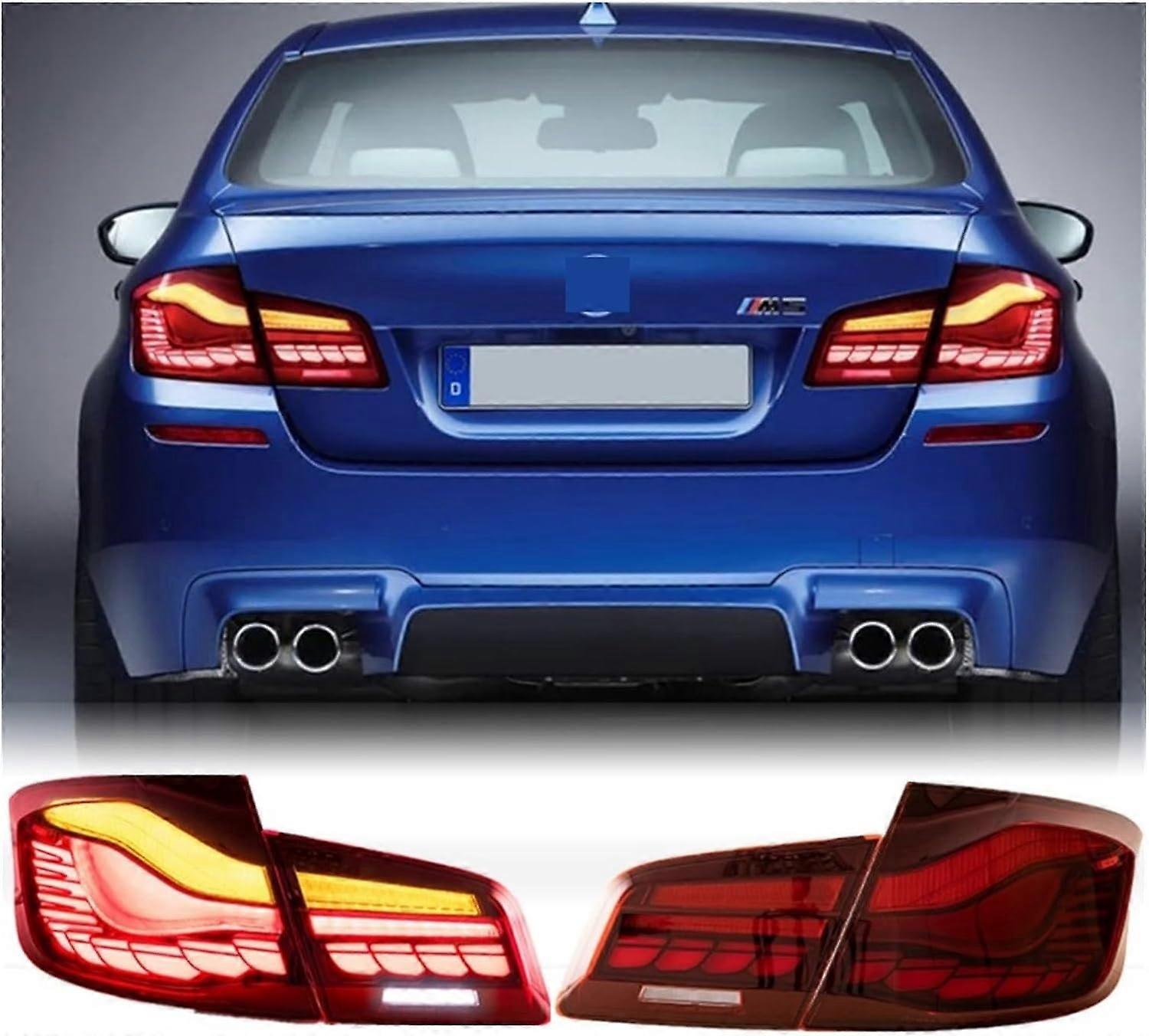 2pc Smoked 12V Led Tail Lights Compatible with BMW 5 Series F10 F18 2011-2017 Rear LED Sequential Signal Lamp Assembly Car Accessories (Color : Red 2p