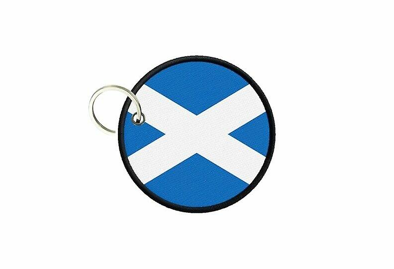 Keychain keys Scottish flag printed round round round
