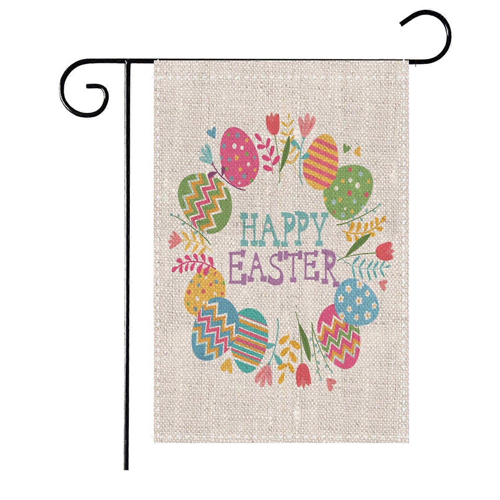Festivalul de Paște Flag Exquisite Pattern Wear Resistant Non-Fading Lavable UV-Resistant Decorative Linen Easter Double-Sided Printed Welcome Flag Decor