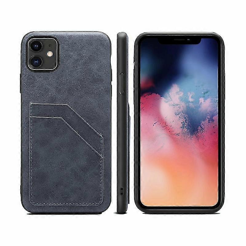 For Iphone 12 Mini Card Slots Full Coverage Pu+tpu Phone Case (grey)