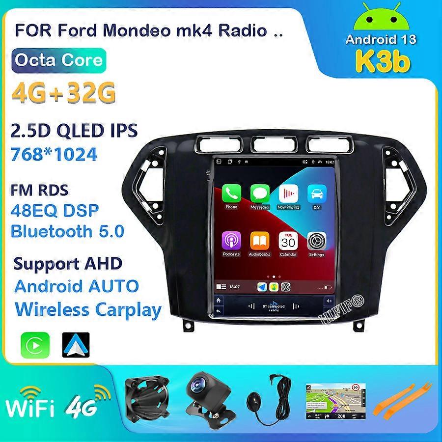 Android 13 Car Radio for Ford Mondeo mk4 Galaxy A/C 2007-2010 Multimedia Video 2Din 10.4" 4G WIFI GPS Carplay Navigation DSP
