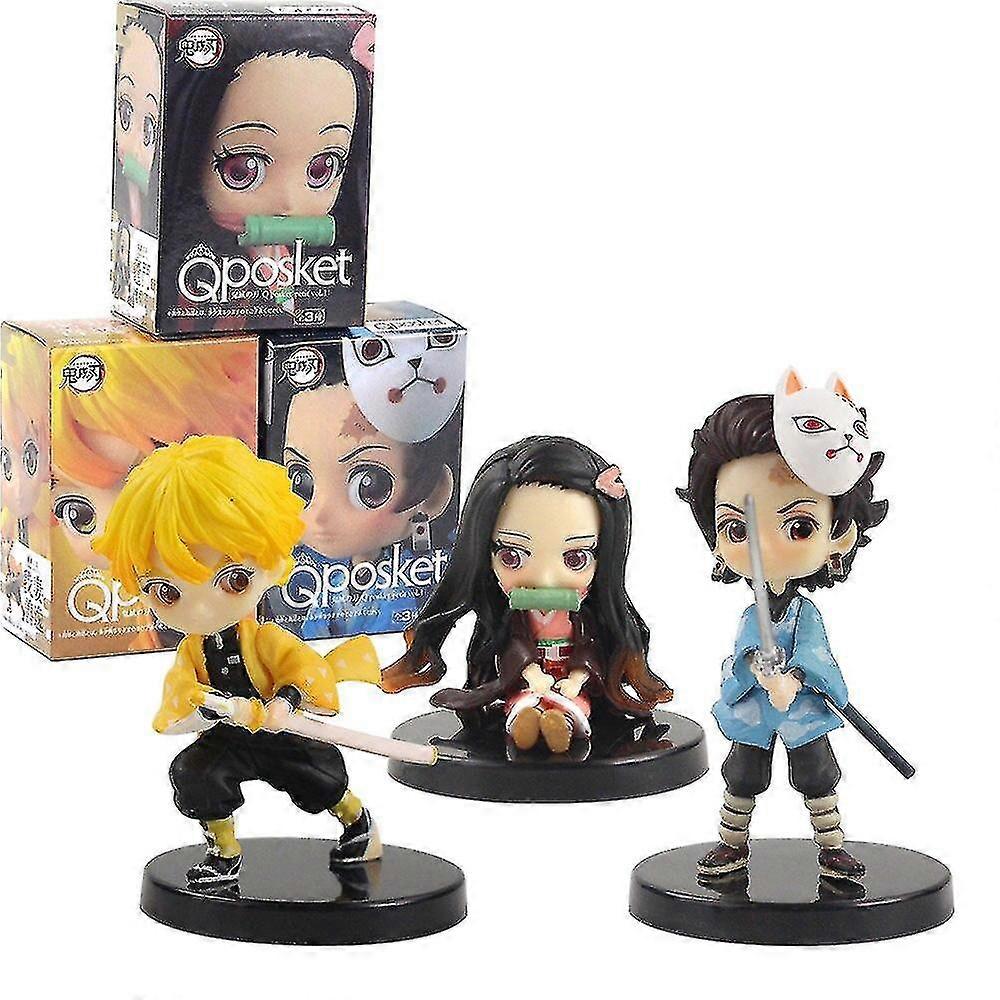 3pcs Q Posket Demon Slayer Figures Tanjirou Kamado Nezuko Ag High Quality