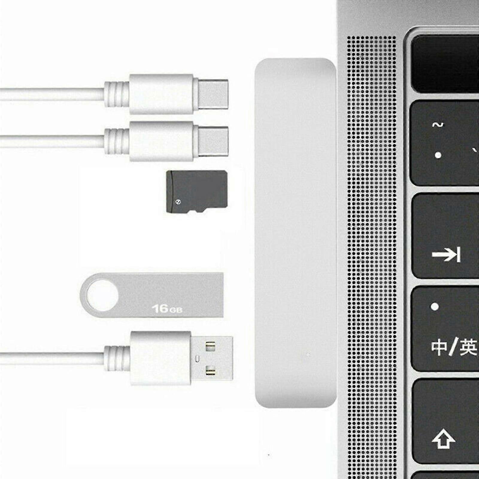 6 In1 For Macbook Pro Mac Pc Laptop Charging&reader 3.0 Type-c Adapter Usbwhite1pcs