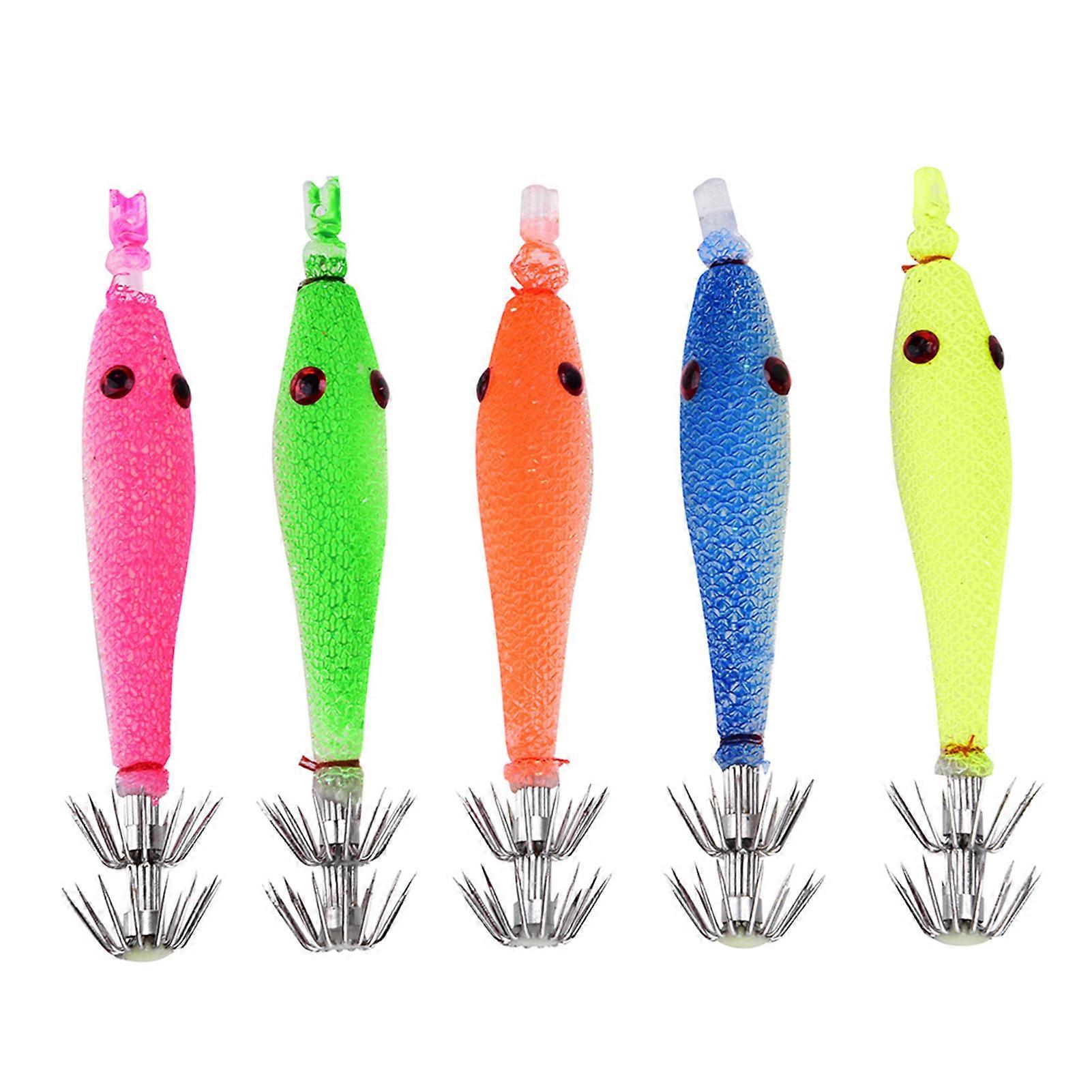 20245pcs Durable Sleeve Fish Squid Fish Baits Luminous Hooks Fishing Accessory