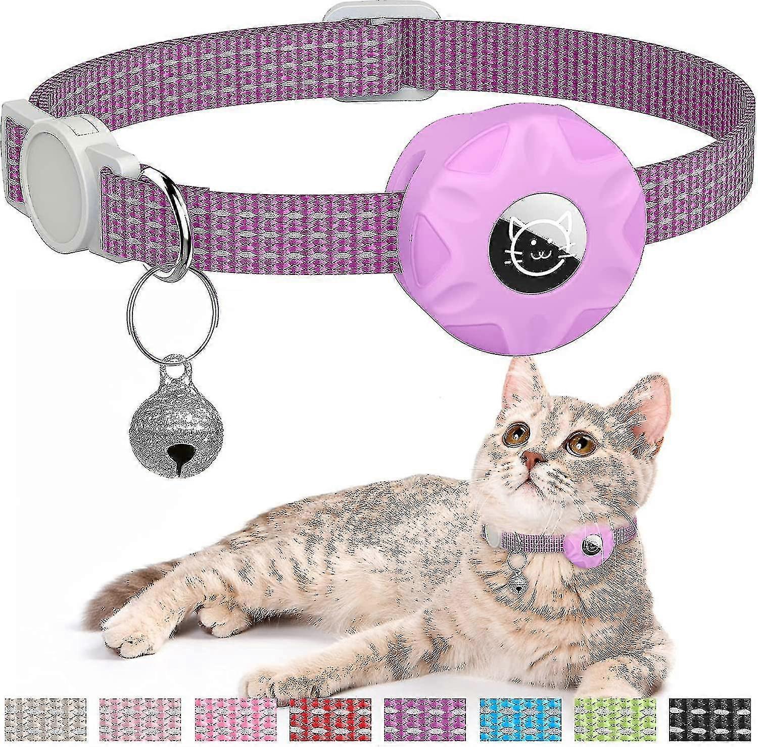 Cat Collar Compatible With Air Tag, Reflective Kitten Collar Breakaway Air Tag Cat Collar