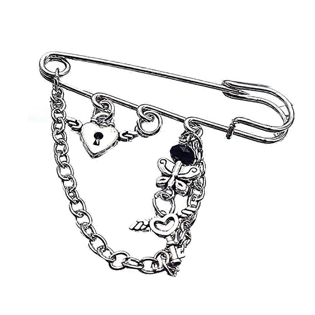 Five-pointed Star Pin Modern Simple Double Chains Badge Pin Chic Accessory Gift