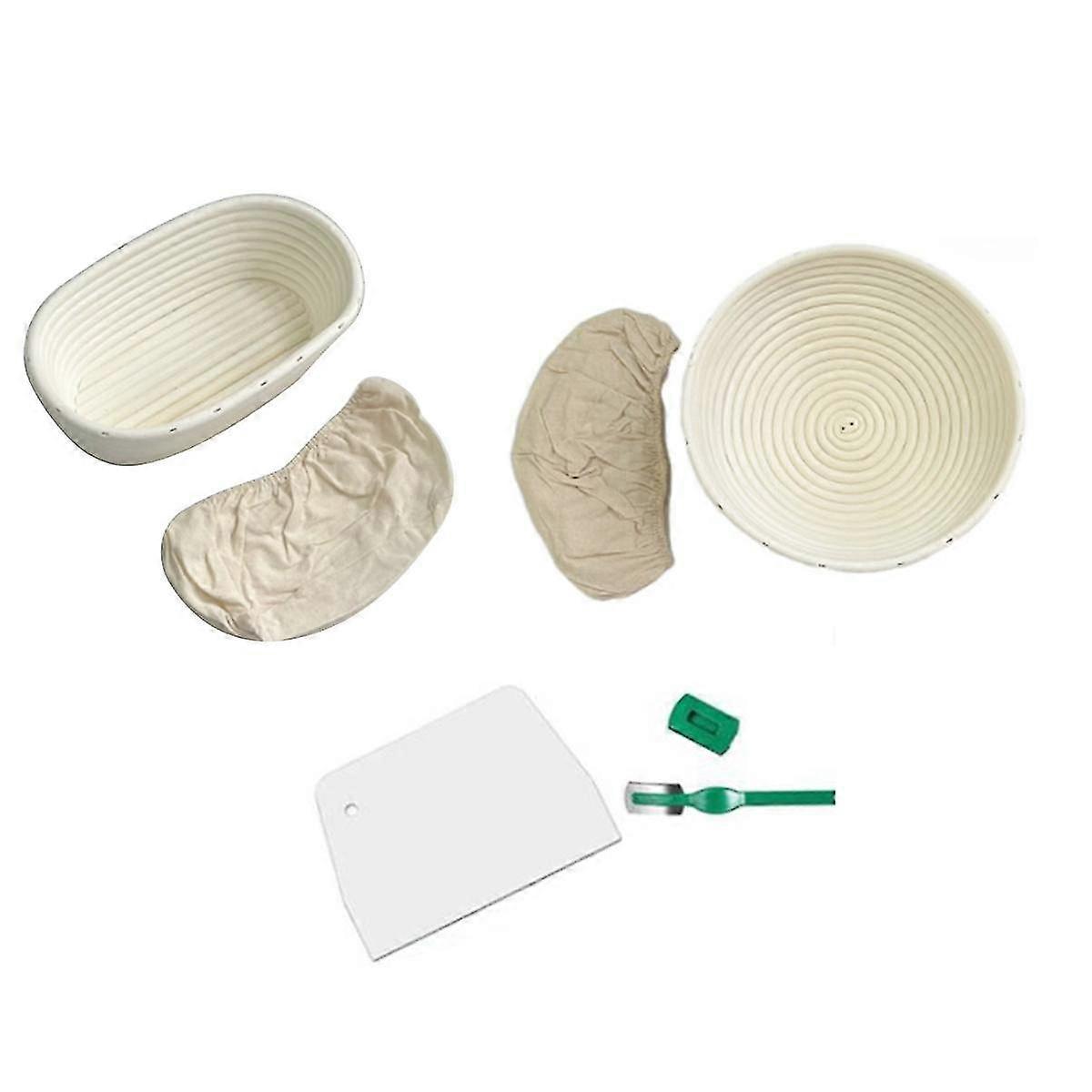 6pcs Banneton Proofing Bread Basket With Removable Liner And Scraper For
