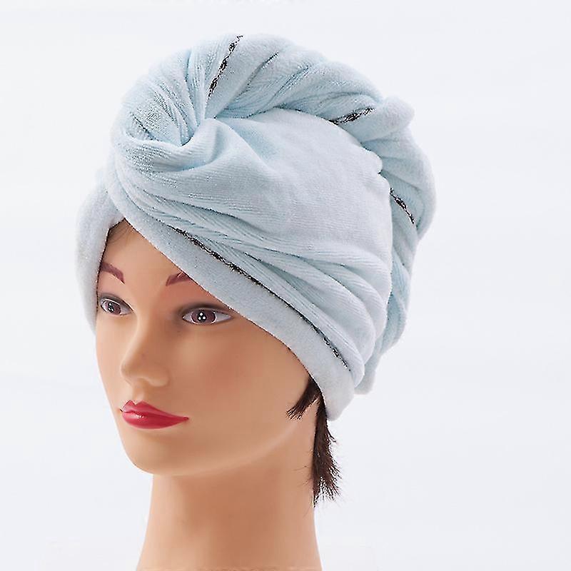 Fiber Thickening Absorbent Drying Cap, Soft Drying Towel, Light Pink + Light Blue