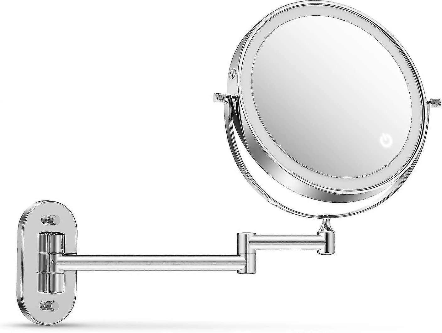 Wall Mounted Makeup Mirror With 3 Color Modes, 5x Magnifying Led Mirror