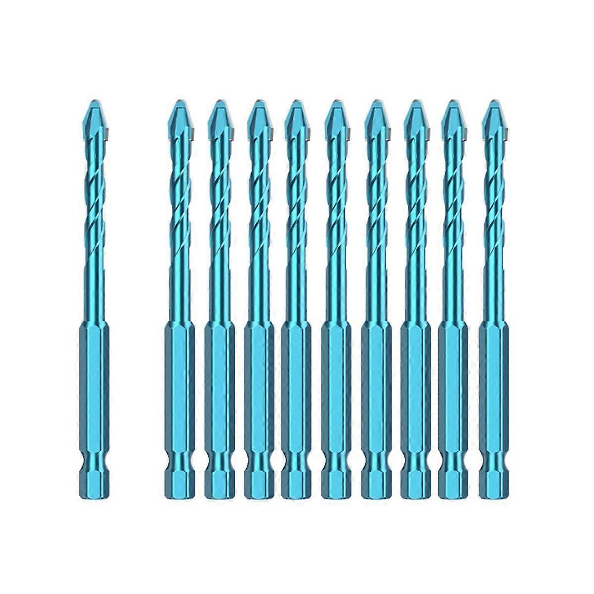10pcs Tile Bit Blue Spade Drill Bit Set High Hardness Eccentric Drill Cordless Drill Power Tools Ac