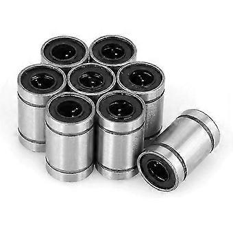 8 Pack LM6UU 6mm lineære kuglelejebøsninger til 3D-printer CNC-dele, lavet af stål af høj kvalitet for lav støj og lang levetid