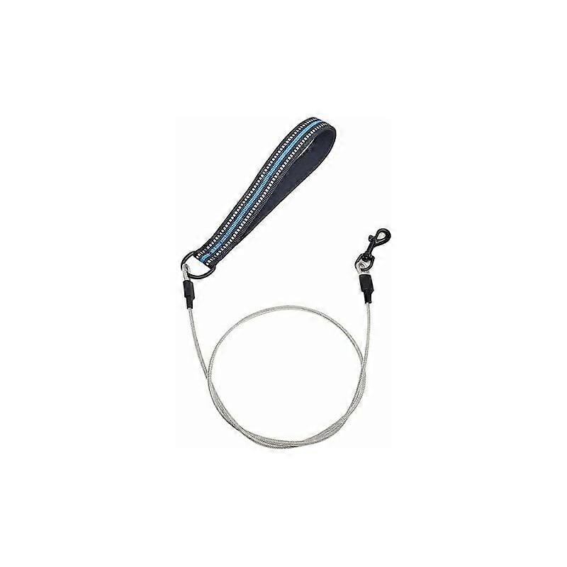 Dog Chew Leash with Padded Handle, Wire Rope for Small, Medium and Large Dogs (Blue)