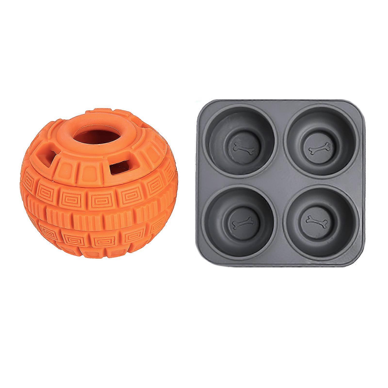 Interaction Dog Treats Feeder Toy Chew Resistant Soft Silicone Feeder for Slower Eating and Training Exercise Feeding Toy orange color