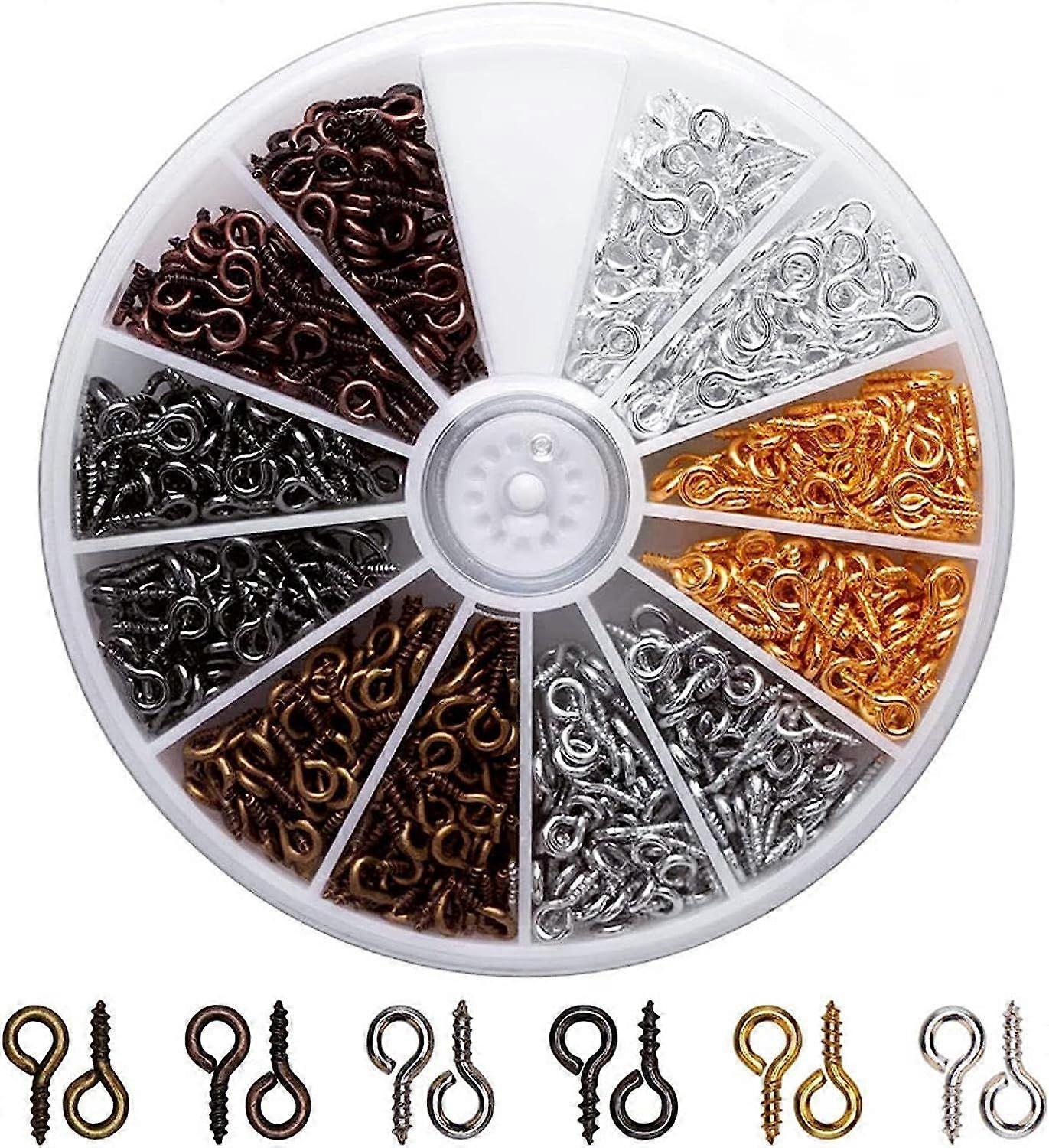 600 Küçük Göz Vidası, Metal Mini Göz Vidaları, Vida Halkaları, Vida Kancaları, Göz Vidaları, Mini Kancalar, Göz Cıvataları, DIY El Sanatları için Paket, Mücevherat