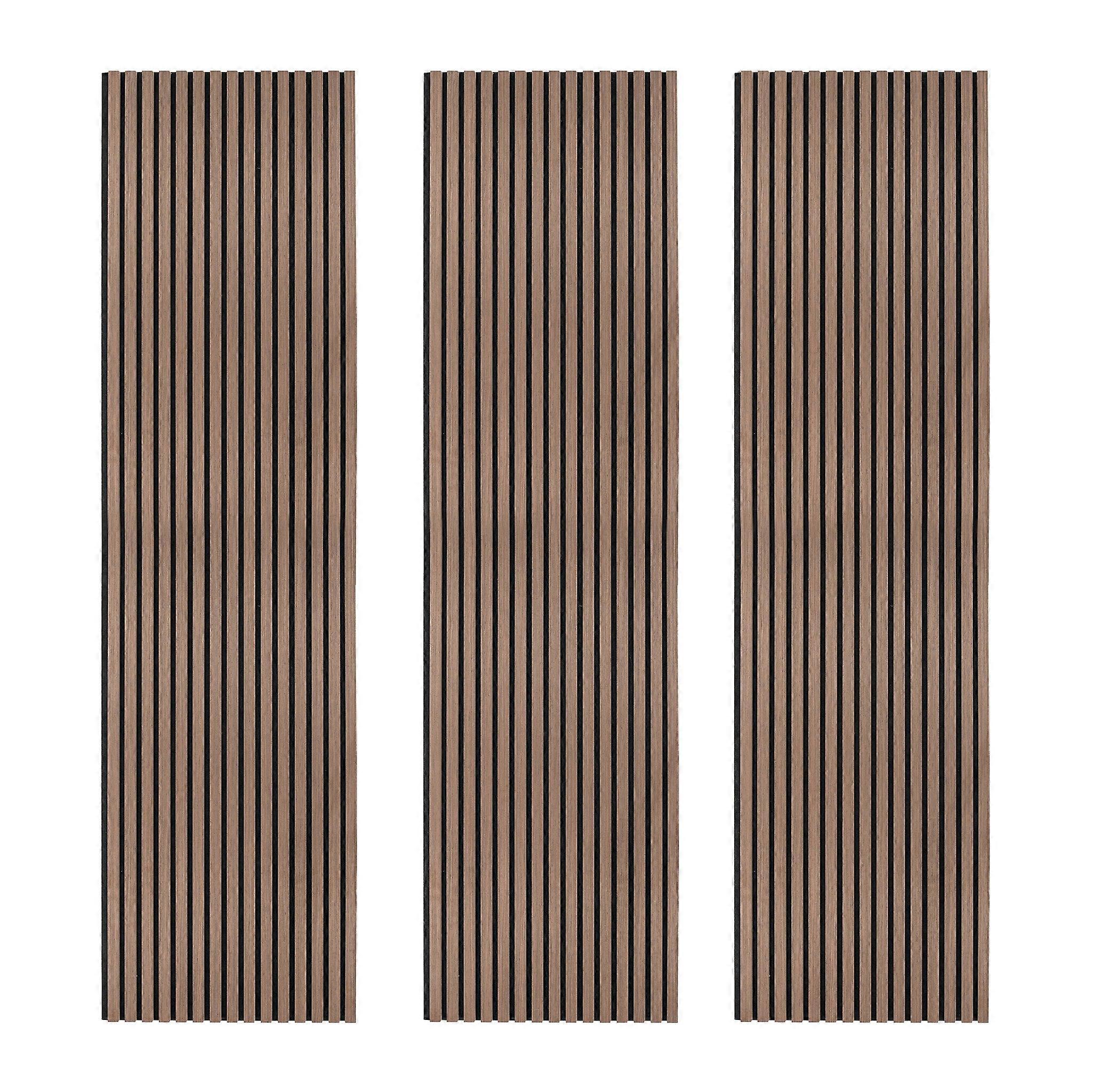 Acoustic Slat Wall Panels x 3 - Dark Walnut
