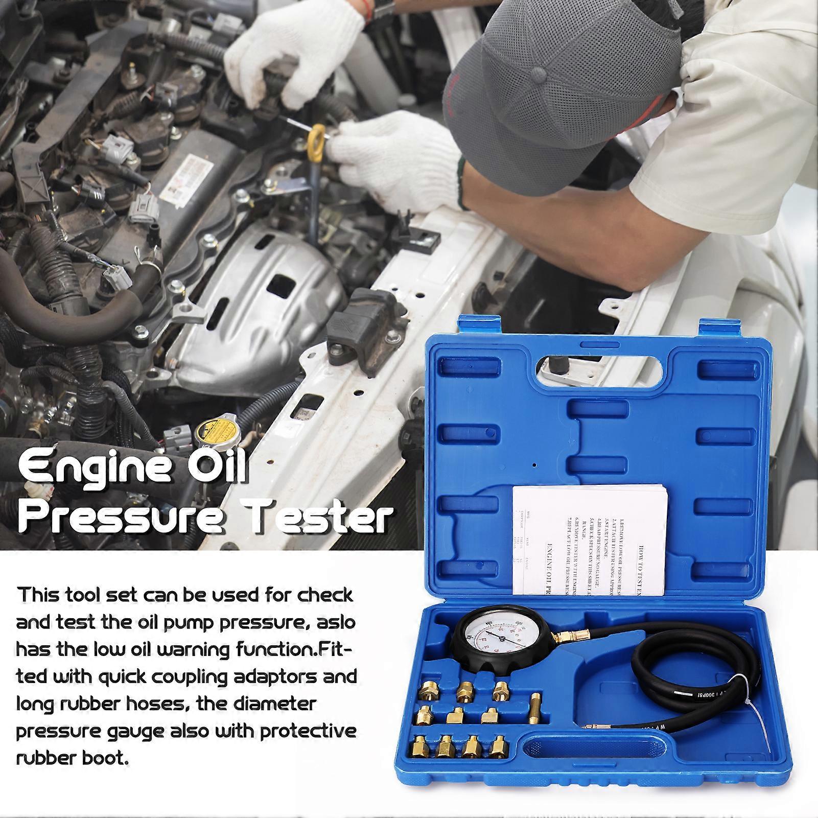 VT01052 12pcs Engine Oil Pressure Tester Diagnostic Testing Tool Cylinder Gauge Utility Testing Tool