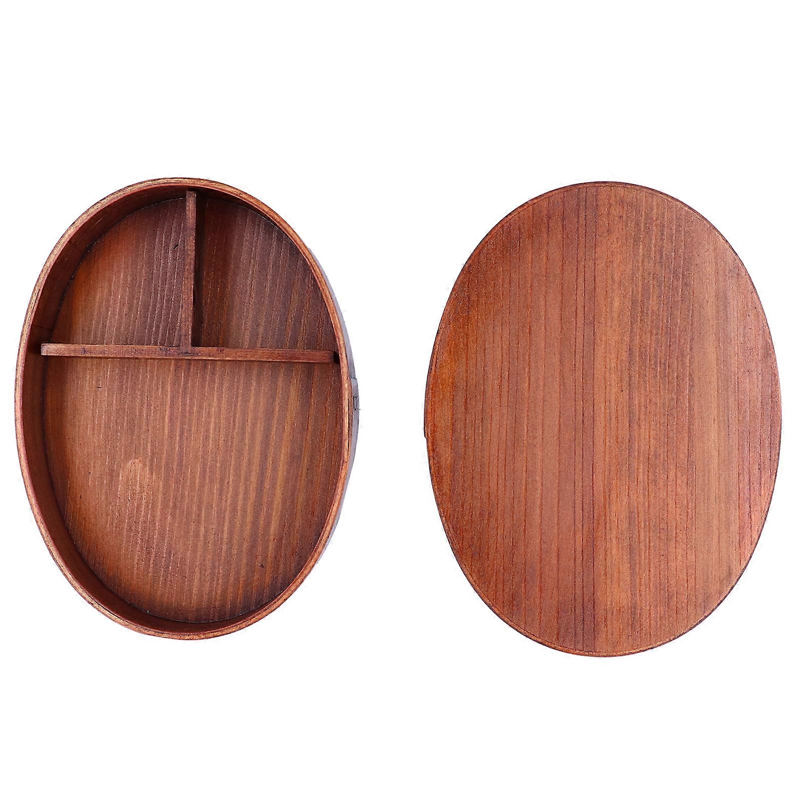 Oval Shape Bento Box Wooden Sushi Lunch Box Food Storage Container For Adults Students And Workers