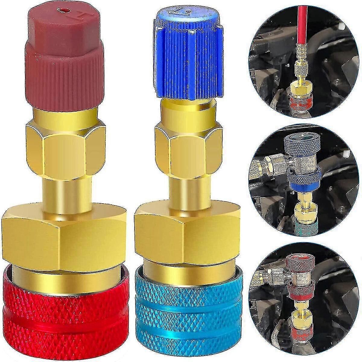 R1234YF/R134A AC Quick Coupler Adapter High/Low Side Brass Manifold Set