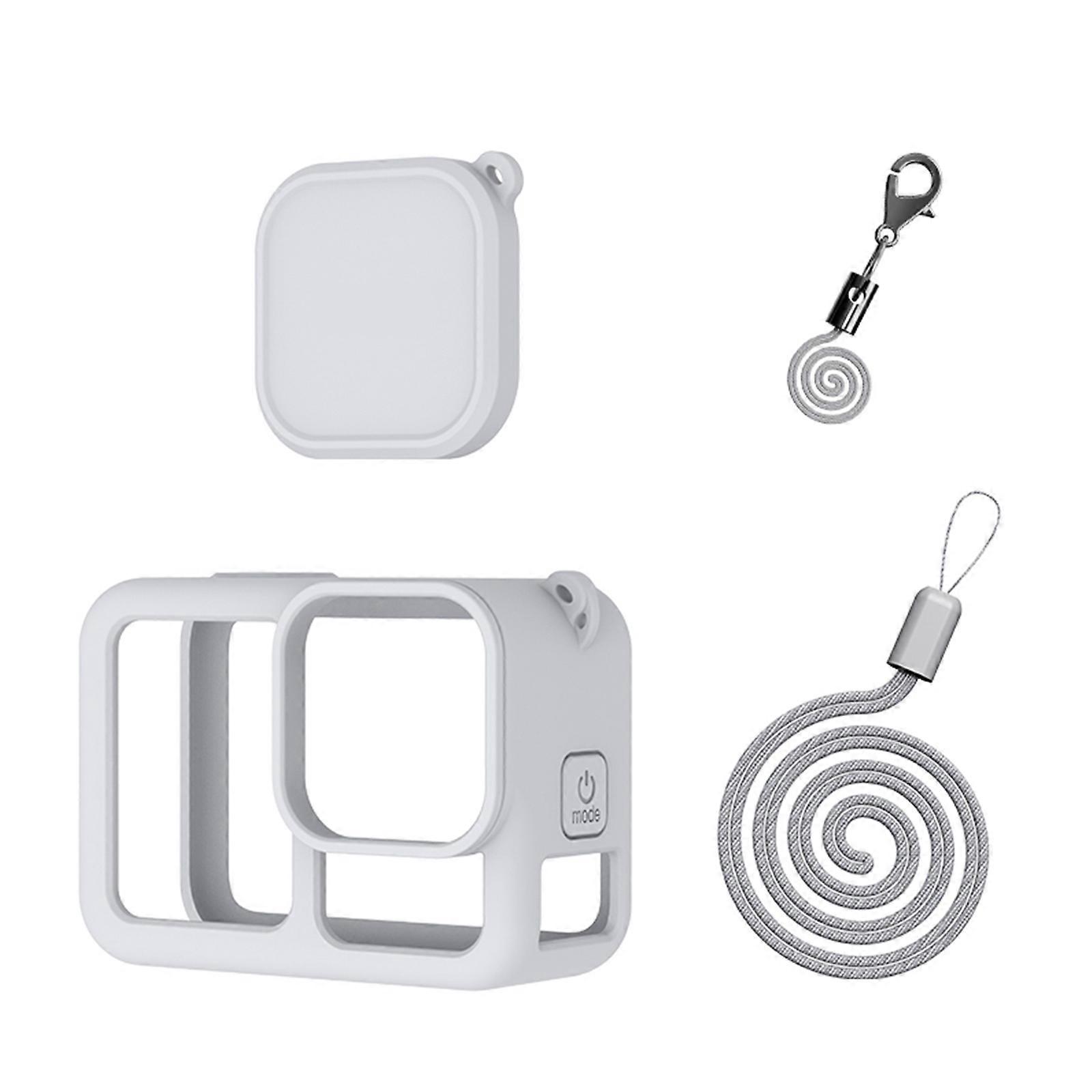 Camera Safety Protector Set For Camera Silicone Sleeve Case Lens Guard with Wrist Strap Adjustable light gray