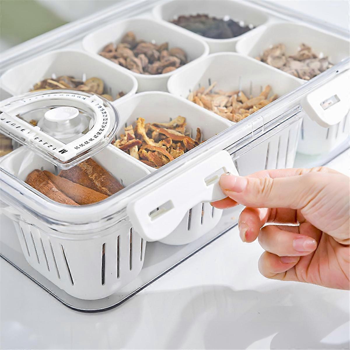 Food Serving Tray with Lids Stackable Snackle Box with 6 Dividers
